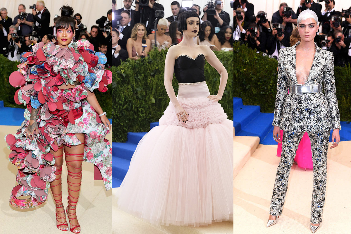 左:Rihanna 中:Lily Collins 右:Cara Delevingne 左:Rihanna 中:Lily Collins 右:Cara Delevingne