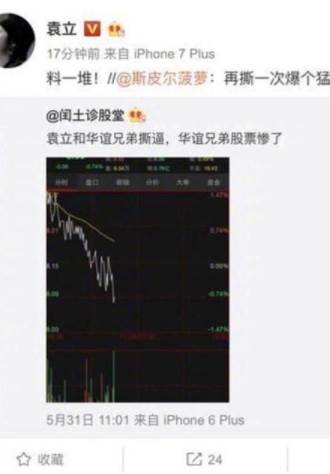 而近几日,袁立微博持续紧盯华谊兄弟股价以及范冰冰疑似逃税甚至洗钱
