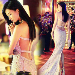 Lin Chi-ling êtres courbe exquise backless le dumping